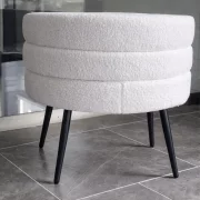 Fotoliu Modern Boucle Alb – Design Elegant cu Spatar Curbat