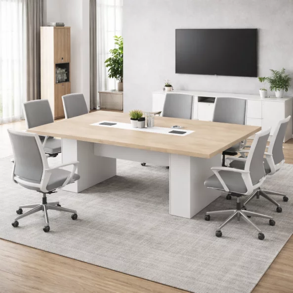 Masa de conferinta 21-MM15 , 200x100x750 cm,Blat 50 mm, PAL Melaminat E1, White