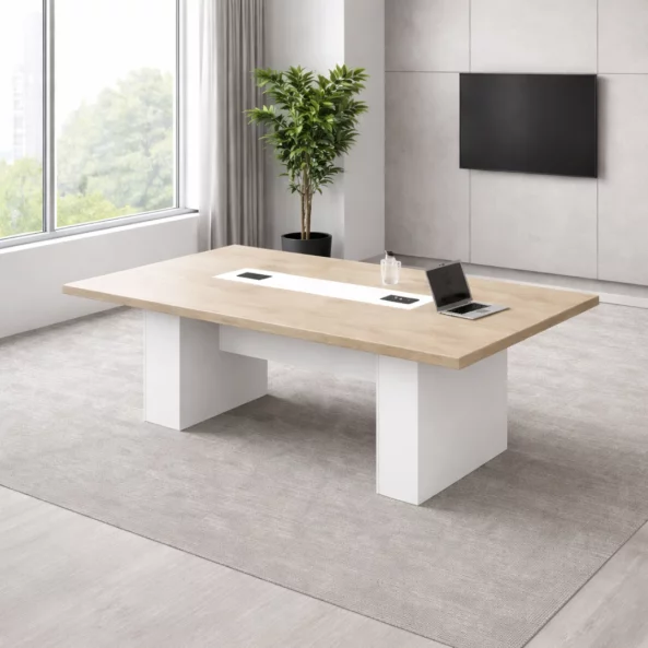 Masa de conferinta 21-MM15 , 200x100x750 cm,Blat 50 mm, PAL Melaminat E1, White