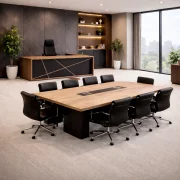 Set Birou Directorial 1800*900*750 mm cu dulap lateral mobil si Masa de Conferința 2000x1000 mm