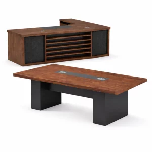 Set Birou Directorial 2400*1000*750 mm cu dulap lateral mobil si Masa de Conferinta 2000x1000 mm