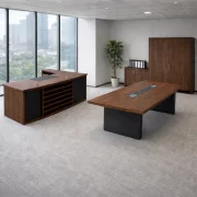 Set Birou Directorial 2400*1000*750 mm cu dulap lateral mobil si Masa de Conferinta 2000x1000 mm