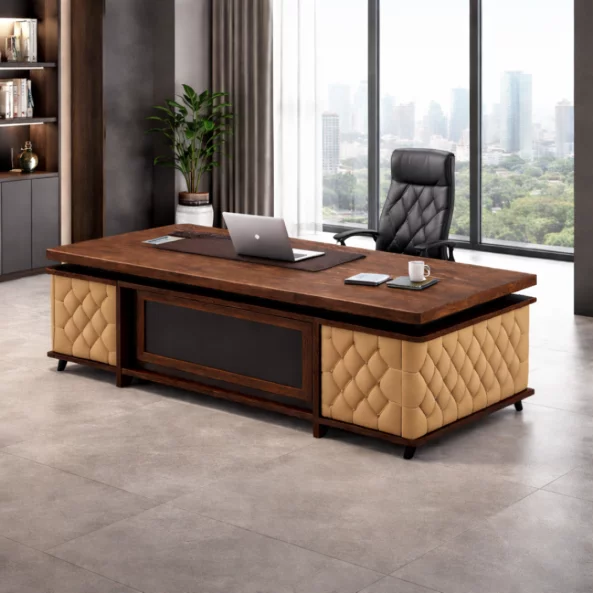 Escritorio ejecutivo Majestic con cajones y armario lateral móvil – dimensiones: 2400 × 1000 × 750 mm