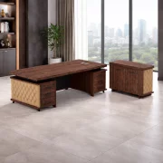 Escritorio ejecutivo Majestic con cajones y armario lateral móvil – dimensiones: 2400 × 1000 × 750 mm