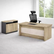 Escritorio ejecutivo Prestige con armario lateral y tablero de 50 mm – dimensiones: An1800 x Pr800 x Al750 mm