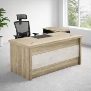 Escritorio ejecutivo Prestige con armario lateral y tablero de 50 mm – dimensiones: An1800 x Pr800 x Al750 mm