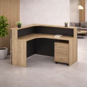 Recepciós íróasztal SMART HEATER mobil fiókkal W1400D1200H1050 – világos tölgy