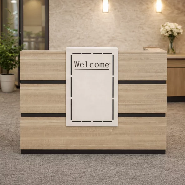 Recepciós íróasztal SMART HEATER mobil fiókkal W1400D1200H1050 – világos tölgy