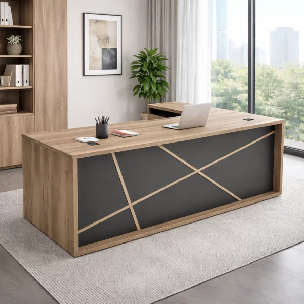 Igazgatoi íróasztal mobil oldalsó szekrénnyel, modern és elegáns dizájn, prémium minőség, méretek 1800*900*750