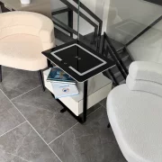 Mesita de noche inteligente con carga inalámbrica, LED y 1 cajón de almacenamiento-color blanco