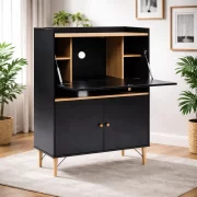 Secretaire íróasztal – kompakt kialakítás, praktikus munkafelület, fekete