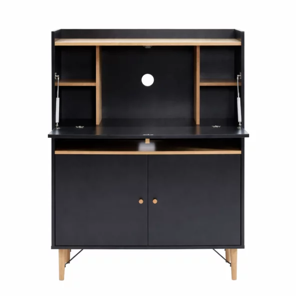 Secretaire íróasztal – kompakt kialakítás, praktikus munkafelület, fekete