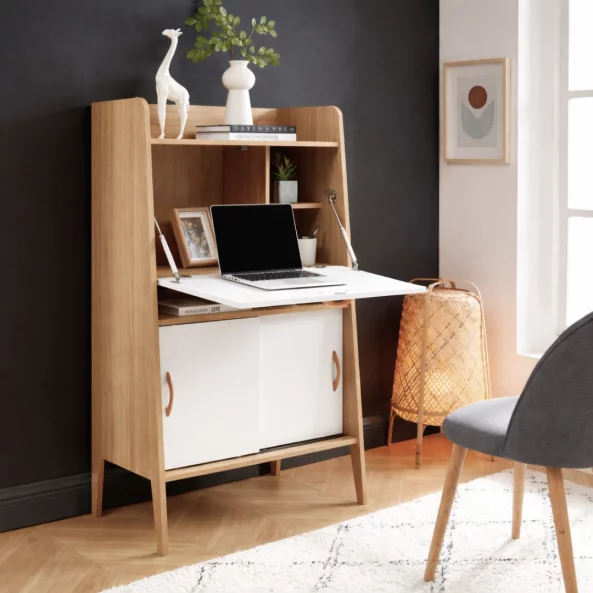 Íróasztal secretaire – kompakt kialakítás, praktikus munkafelület, Fehér