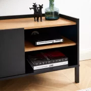 Comoda cu 2 uși și spațiu de depozitare, 130 cm - Black