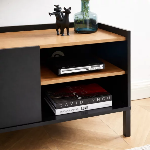 Comoda cu 2 uși și spațiu de depozitare, 130 cm - Black