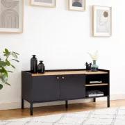 Comoda cu 2 uși și spațiu de depozitare, 130 cm - Black