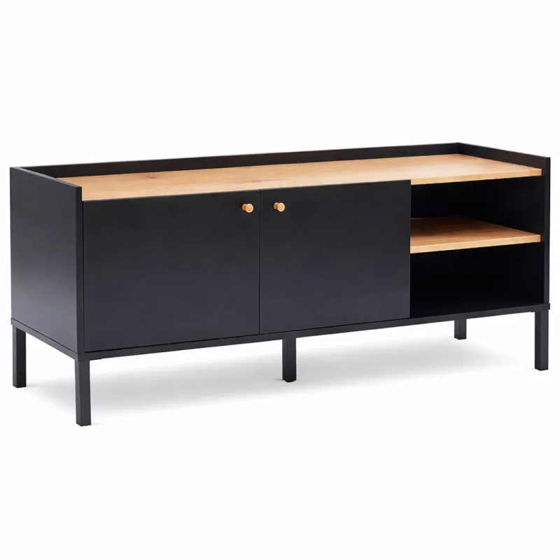 Comoda cu 2 uși și spațiu de depozitare, 130 cm - Black