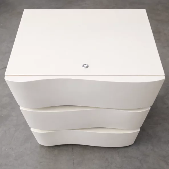 Intelligens Éjjeli Szekrény LED Világítással és 3 Fiókkal - FEHÉR - KILÖTT TERMÉK