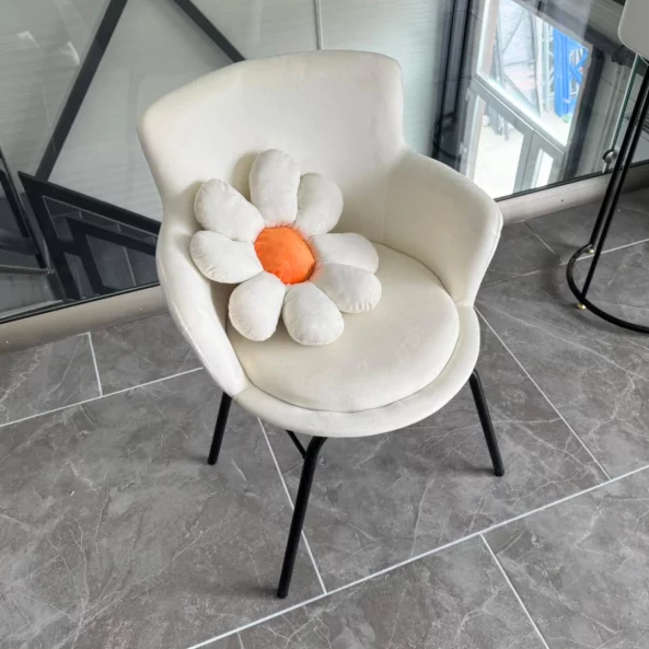 Scaun ROSALIE - elegant cu design floral, tapițat cu material textil și picioare din fier