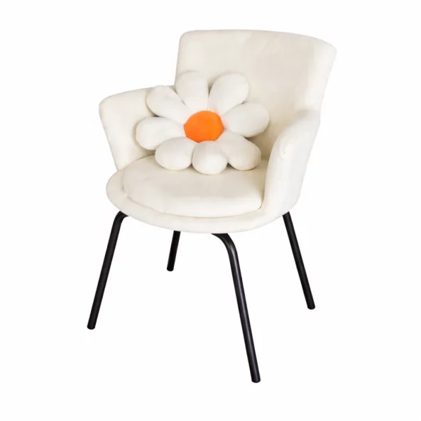 Scaun ROSALIE - elegant cu design floral, tapițat cu material textil și picioare din fier