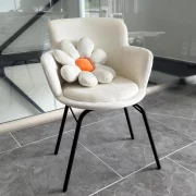 Scaun ROSALIE - elegant cu design floral, tapițat cu material textil și picioare din fier