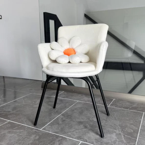 Scaun ROSALIE - elegant cu design floral, tapițat cu material textil și picioare din fier