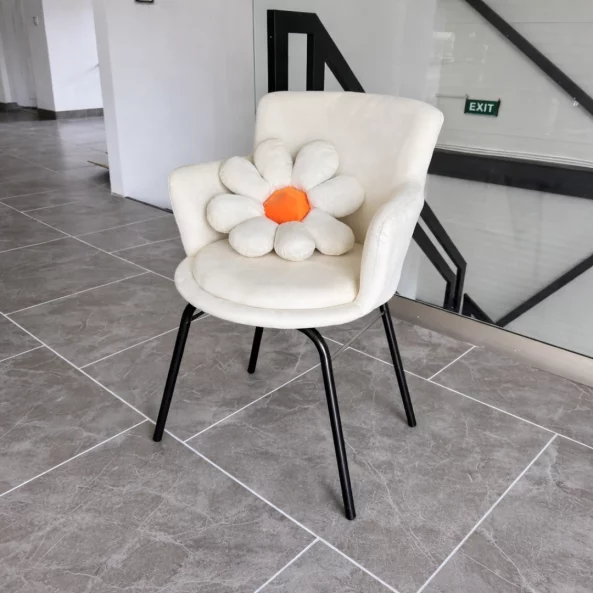 Scaun ROSALIE - elegant cu design floral, tapițat cu material textil și picioare din fier