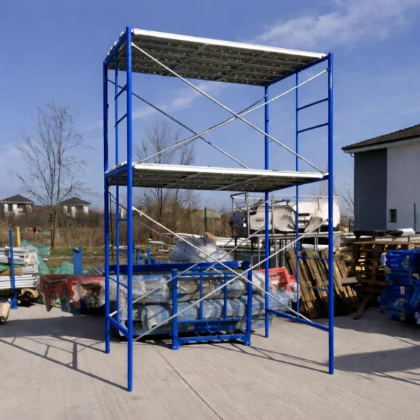 Schela circulabila -albastra- din otel H3400*L1800*W1219 mm cu 4 seturi de diagonale și 2 platforme