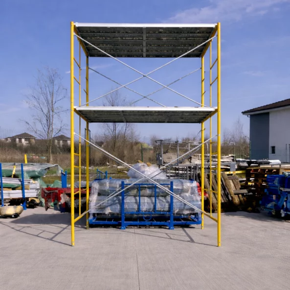 Andamio móvil de acero H4000L1800W900 mm con 4 juegos de diagonales y 2 plataformas.