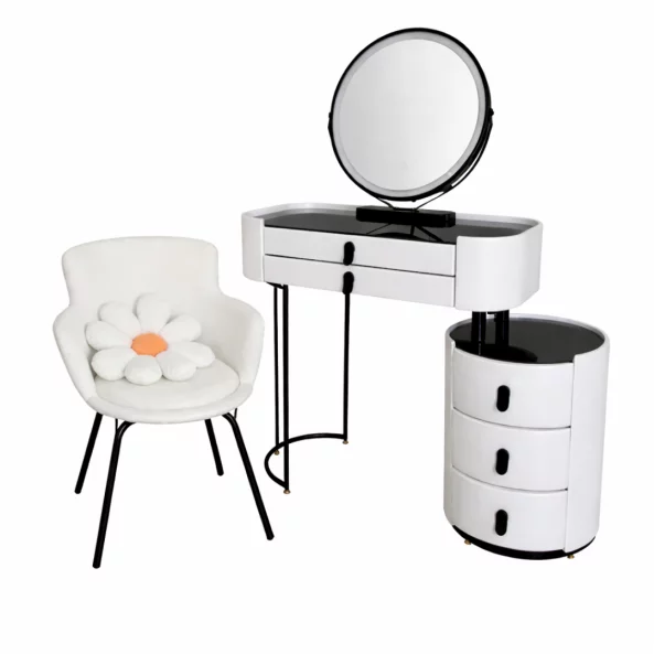 Комплект BELLA &amp; ROSALIE – тоалетка с LED огледало и удобен стол 80x40x120