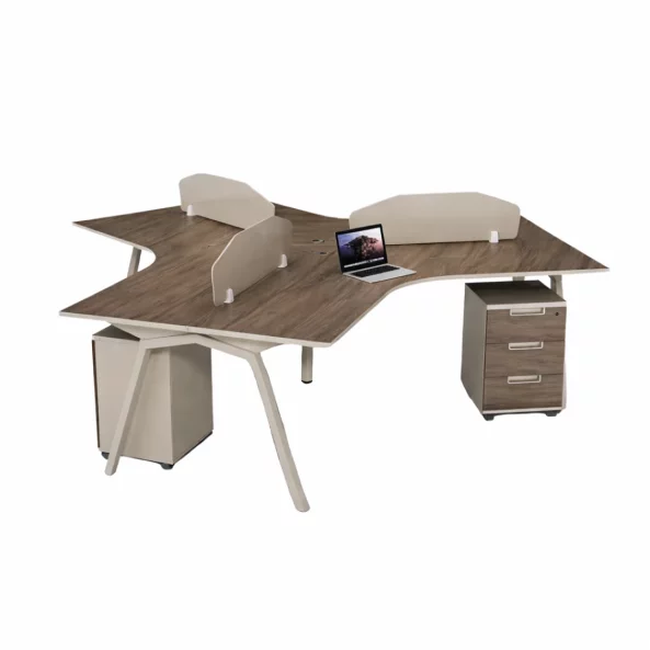 Escritorio operativo Nova 4 con armarios móviles integrados, 3 puestos de trabajo - dimensiones 1000×1000×750 mm