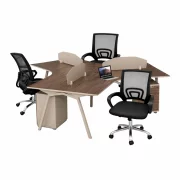 Set Scaun ergonomic cu spatar mesh și Birou Operațional cu 3 Posturi 1000*1000*750 mm