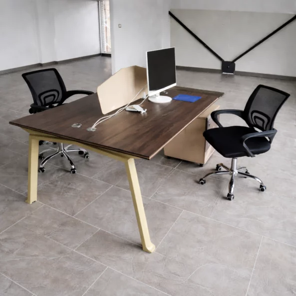 Set Scaun ergonomic cu spatar mesh și Birou Operațional cu 2 Posturi 1400*1200*750