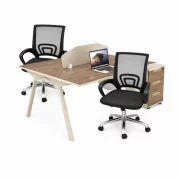 Set Scaun ergonomic cu spatar mesh și Birou Operațional cu 2 Posturi 1400*1200*750