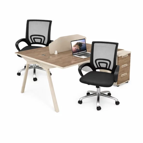 Set Scaun ergonomic cu spatar mesh și Birou Operațional cu 2 Posturi 1400*1200*750