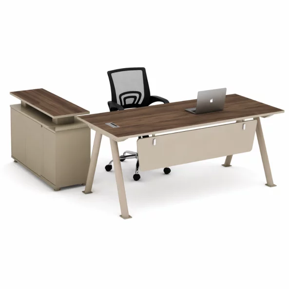 Set birou cu dulap lateral mobil si scaun ergonomic cu spatar mesh - 1600*800*750