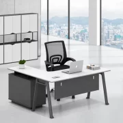 Set birou pentru colt cu dulap lateral si scaun ergonomic cu spatar mesh - 1600*800*750