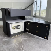 Mesita de noche inteligente con carga inalámbrica de 15W, iluminación LED con 3 colores, caja fuerte integrada y luz nocturna con sensor