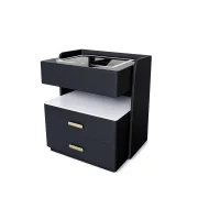 Mesita de noche inteligente con carga inalámbrica de 15W, iluminación LED con 3 colores, caja fuerte integrada y luz nocturna con sensor