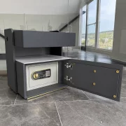 Mesita de noche inteligente con carga inalámbrica de 15W, iluminación LED con 3 colores, caja fuerte integrada y luz nocturna con sensor – color gris antracita