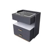 Mesita de noche inteligente con carga inalámbrica de 15W, iluminación LED con 3 colores, caja fuerte integrada y luz nocturna con sensor – color gris antracita