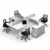 Set Scaun ergonomic cu spatar mesh si Birou Operational cu 4 Posturi - 2400*2800*750