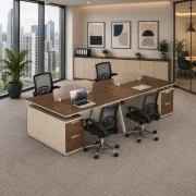 Set Scaun ergonomic cu spatar mesh si Birou Operational cu 4 Posturi - W2400*D1200*H750