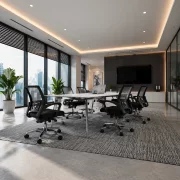 Set Masa de Conferinta + 6 scaune ergonomice cu spătar mesh - 2200*1100*750