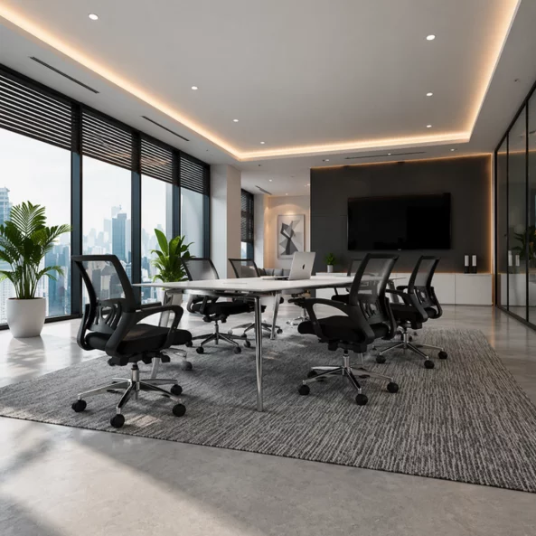 Set Masa de Conferinta + 6 scaune ergonomice cu spătar mesh - 2200*1100*750