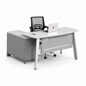 Set Scaun ergonomic cu spatar mesh si Birou cu dulap lateral - 1600*1400*750