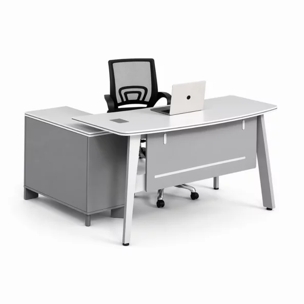 Set Scaun ergonomic cu spatar mesh si Birou cu dulap lateral - 1600*1400*750