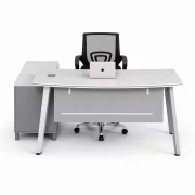 Set Scaun ergonomic cu spatar mesh si Birou cu dulap lateral - 1600*1400*750