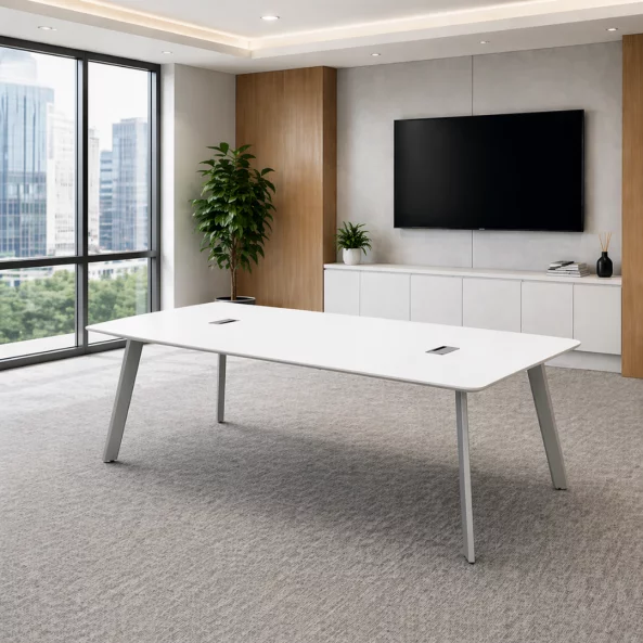 Masa conferinta Elite, picioare metalice - dimensiuni 2200*1100*750 , White