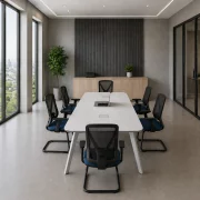 Set Masa de Conferinta 2200*1100*750 si Scaun de birou cu brate fixe si cadru din otel